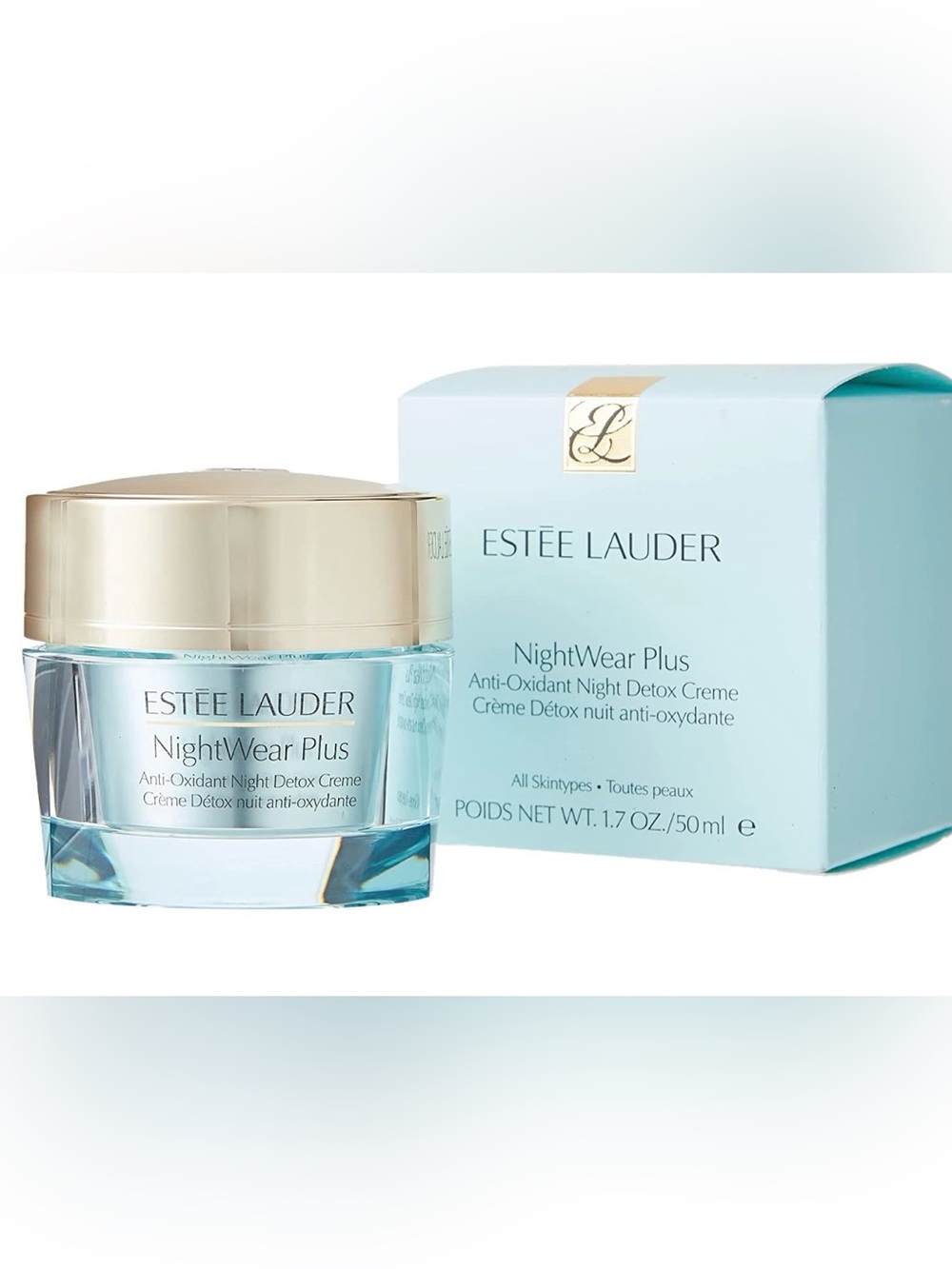 Estee Lauder NightWear Plus Anti-Oxidant Night Detox Crème - Light Blue and Gold
